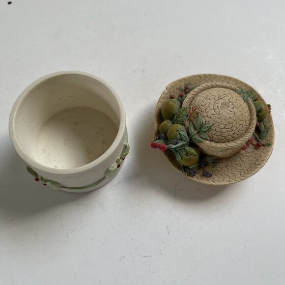 Vintage Willow Hall Fruit Hand Painted Trinket Hat Box Jane Asher 1995 Decor - Picture 3 of 9